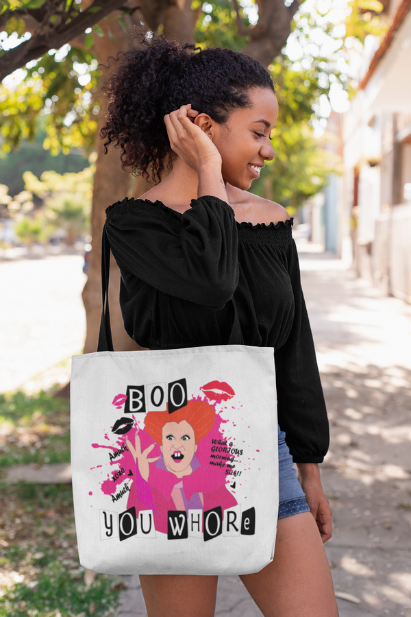 Boo You W***e Winifred Sanderson Canvas Tote Bag, Hocus Pocus Halloween Bag