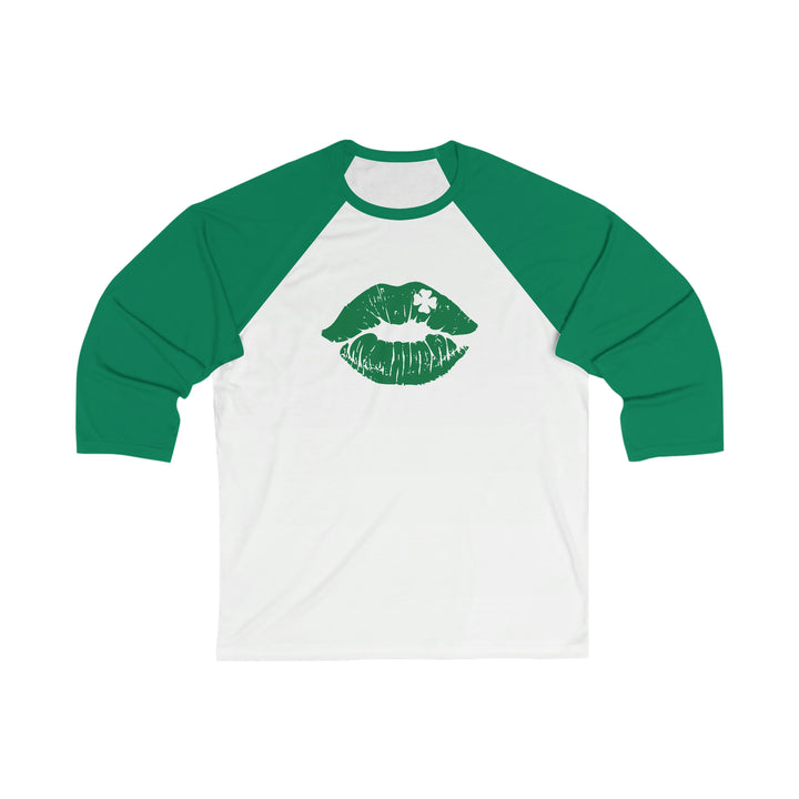 Green Lips Shamrock St Patricks Day Jersey 3\4 Sleeve , St Patrick's Day Shirt SheCustomDesigns