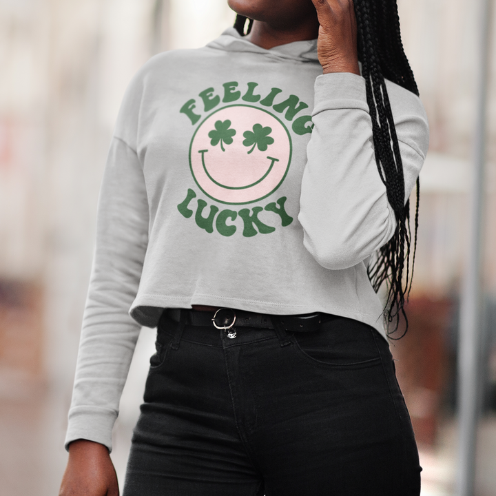 Feeling Lucky Cropped Hoodie, St. Patrick's Day Hoodies, St Patty's Day Sweatshirts SheCustomDesigns