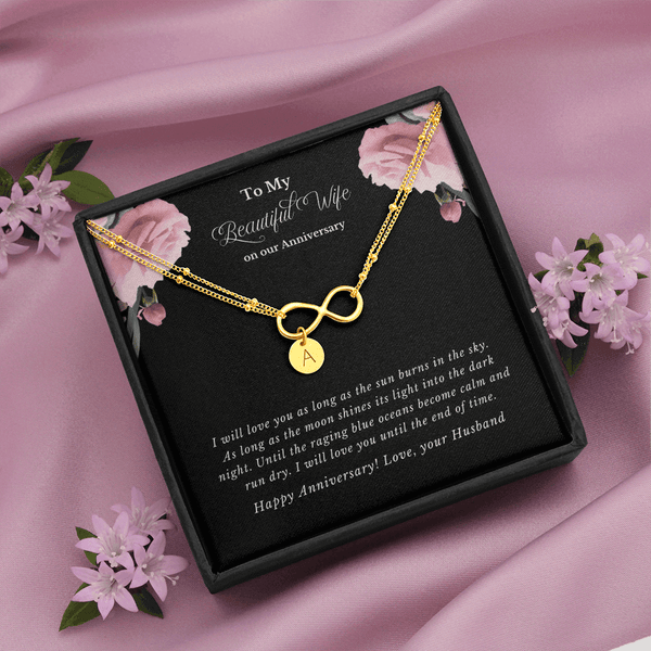 Anniversary Gift For The Wife - Gold Infinity Heart Bracelet With Personalized Charms SheCustomDesigns