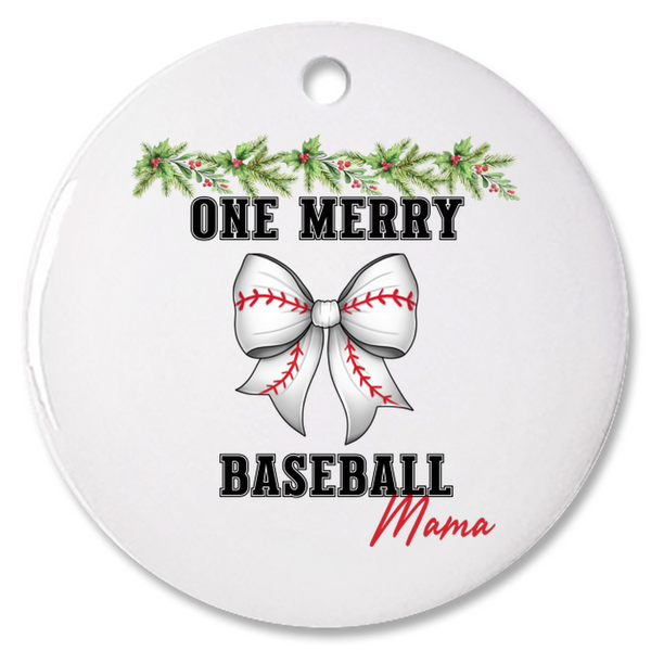 One Merry Baseball Mama Personalized Christmas Ornament, Gift For Baseball Mom