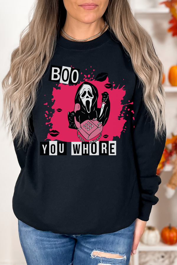 Ghostface Scream Sweatshirt, Boo You W***e Halloween Sweatshirt