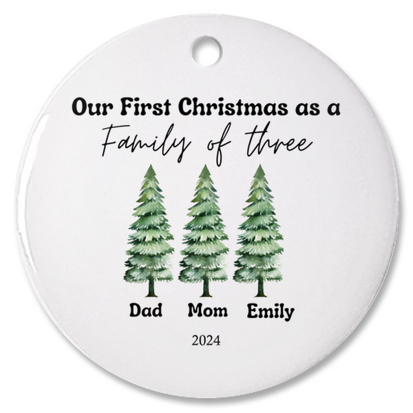 Our First Christmas As A Family of 3 Personalized Christmas Ornament