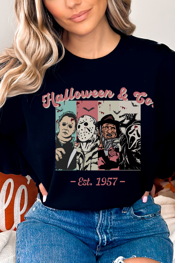 Movie Characters Vintage Halloween Sweatshirt, Halloween & Co Est. 1957 Sweatshirt