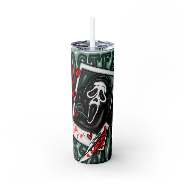 Call Me Ghostface Cup, Scream Halloween Tumblers With Straw, Spooky Skinny Tumbler