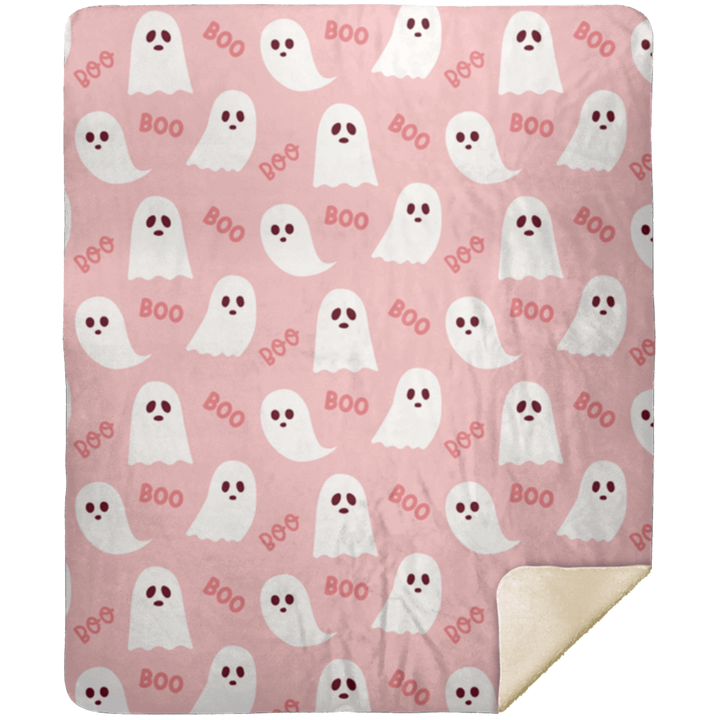 Boo Pink Ghost Blanket, Halloween Throw Blanket