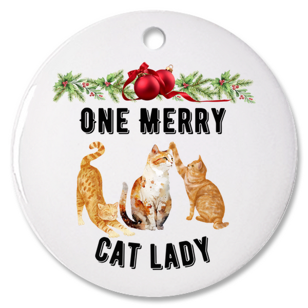 One Merry Cat Lady Personalized Christmas Ornament