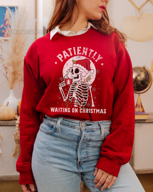 Patiently Waiting On Christmas Sweatshirt, Women's Christmas Sweater