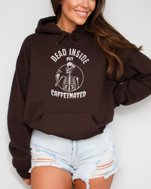 Dead Inside But Caffeinated Hoodie, Coffee Lover Halloween Hoodie