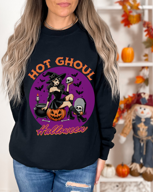 Hot Ghoul Halloween Sweatshirt, Halloween Witch Sweatshirt