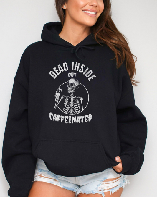 Dead Inside But Caffeinated Hoodie, Coffee Lover Halloween Hoodie