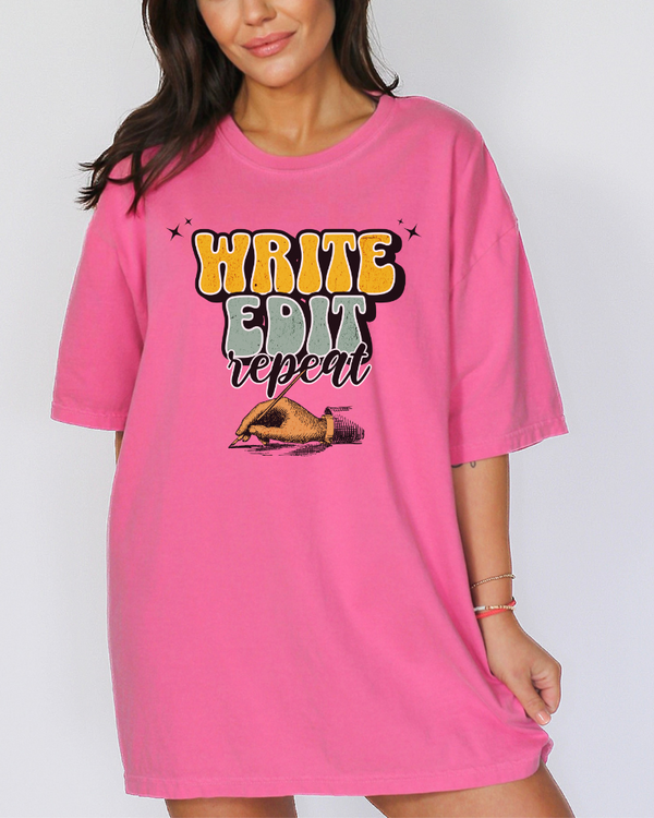 Write Edit Repeat Writer TShirt, Gift for Author