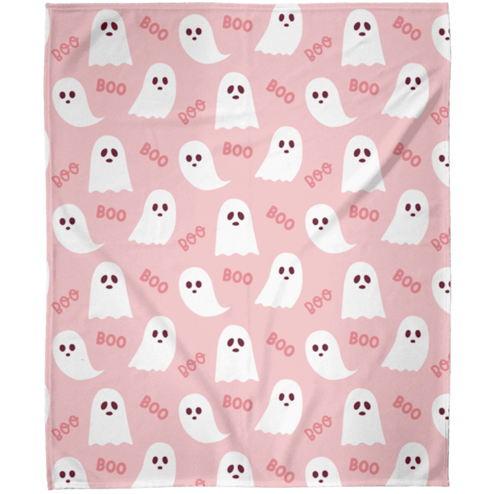 Boo Pink Ghost Blanket, Halloween Throw Blanket