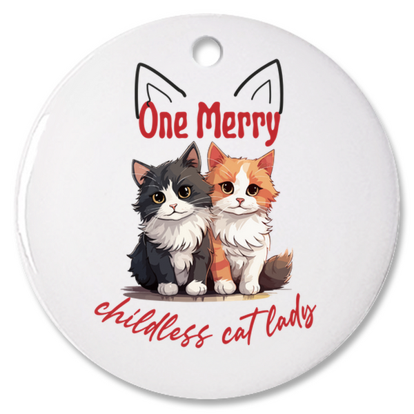 One Merry Childless Cat Lady Personalized Christmas Ornament