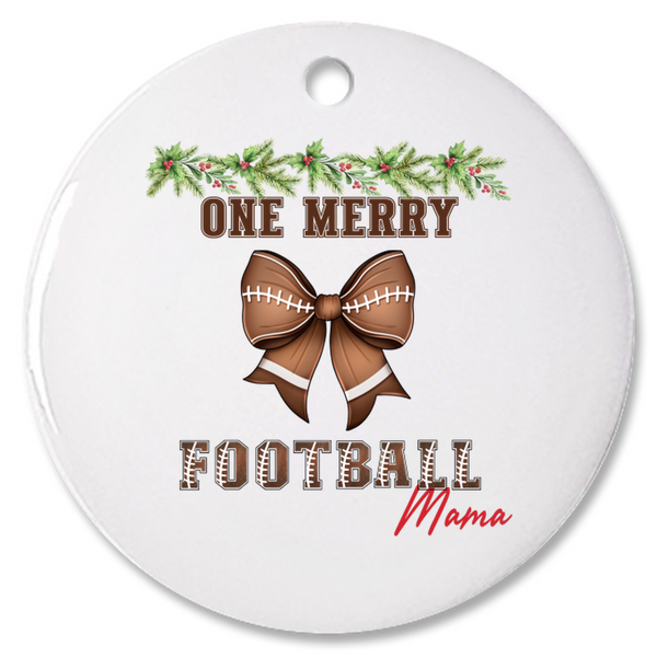 One Merry Football Mama Personalized Christmas Ornament, Gift For Football Mom