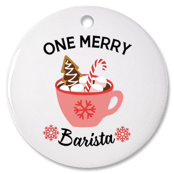 One Merry Barista Personalized Christmas Ornament, Gift For Barista