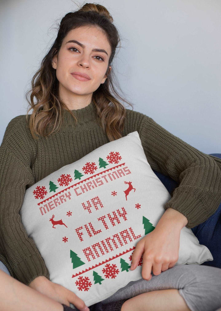 Christmas Pillow Cover, Home Alone Gifts, Merry Christmas Ya Filthy Animal Throw Pillow SheCustomDesigns