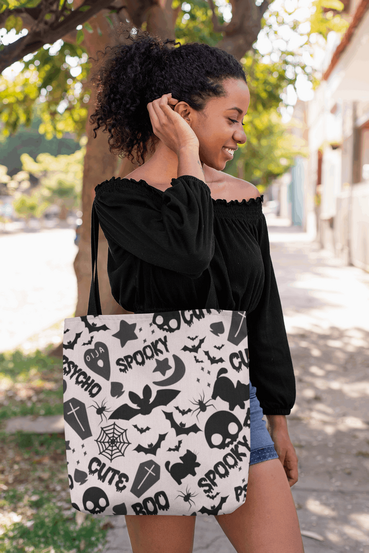 Boo Spooky Canvas Tote Bag, Cute Halloween Bag