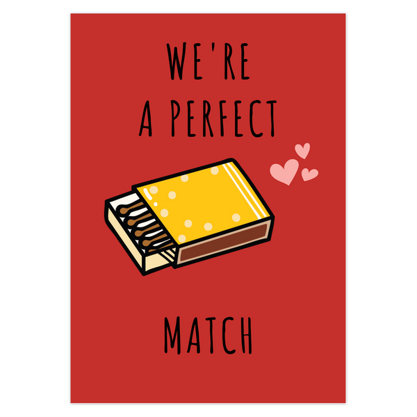 We Are A Perfect Match Card, Valentines Day Cute Card SheCustomDesigns