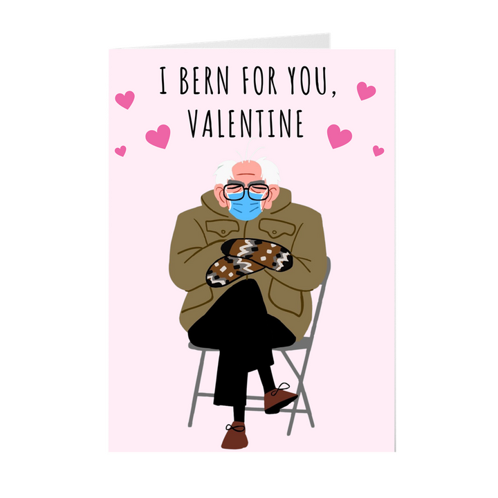 I Bern For You Valentine Card, Funny Bernie Sanders Valentines Card SheCustomDesigns