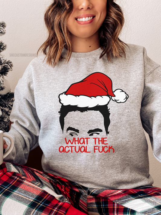 David Rose What The Actual Fuck Sweatshirt, Creek Christmas Sweater, Ew David Christmas Sweatshirt SheCustomDesigns