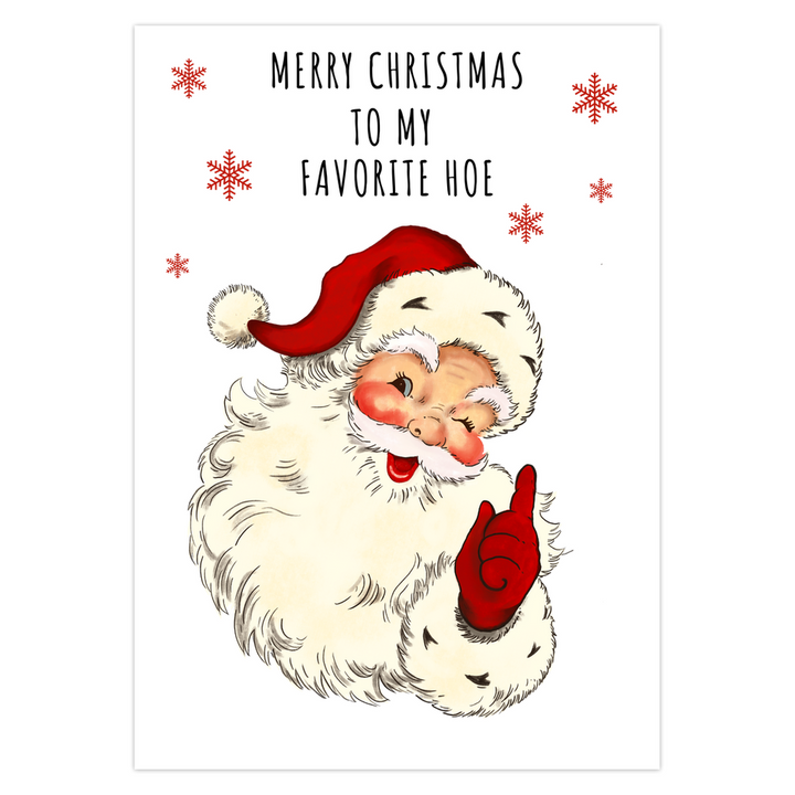 Vulgar Insulting Christmas Card, Funny Santa Christmas Card, Merry Christmas To My Favorite Hoe Card SheCustomDesigns