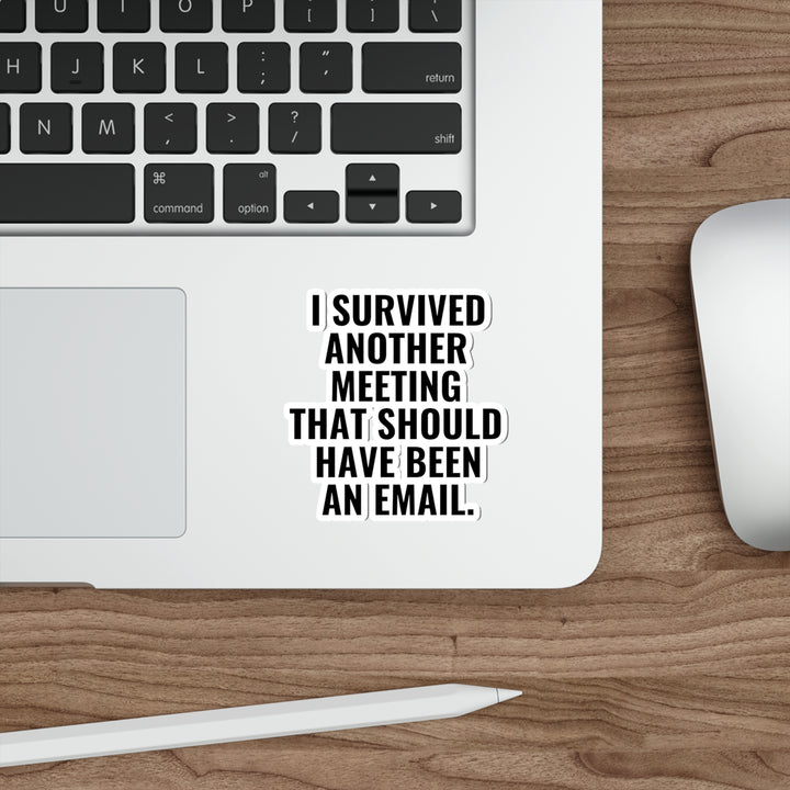 Sarcasm Stickers, Funny Vinyl Stickers, I Survived Another Meeting That Should Have Been An Email Sticker SheCustomDesigns