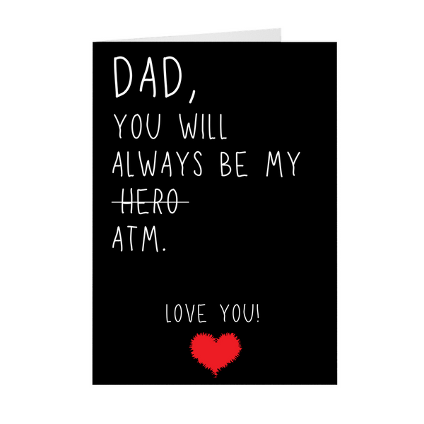 Funny Father's Day Card, Dad Gifts From Daughter, Dad You Will Always Be My ATM Card From Daughter SheCustomDesigns