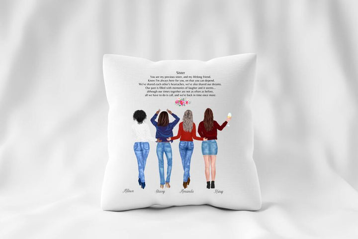 Personalized Throw Pillow, 4 Best Friends Pillow Personalized, Personalized Pillow Cover, Gift For Best Friends, Birthday Gift For Sister SheCustomDesigns