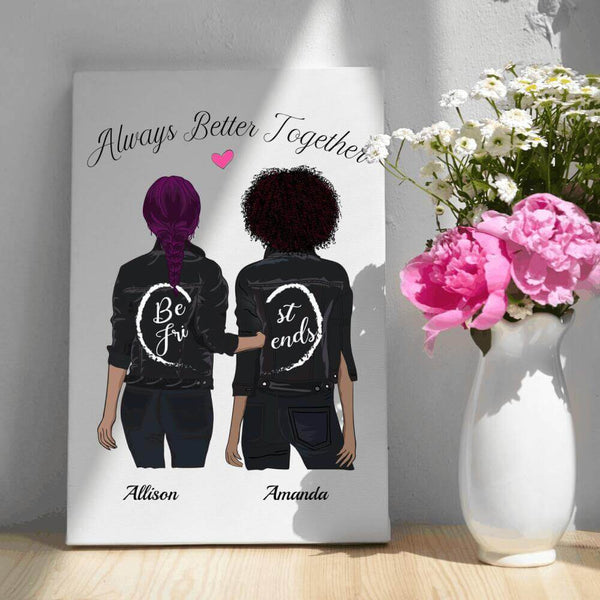 Best Friend Canvas Personalized With 2 Women, Best Friend Gift Personalized SheCustomDesigns