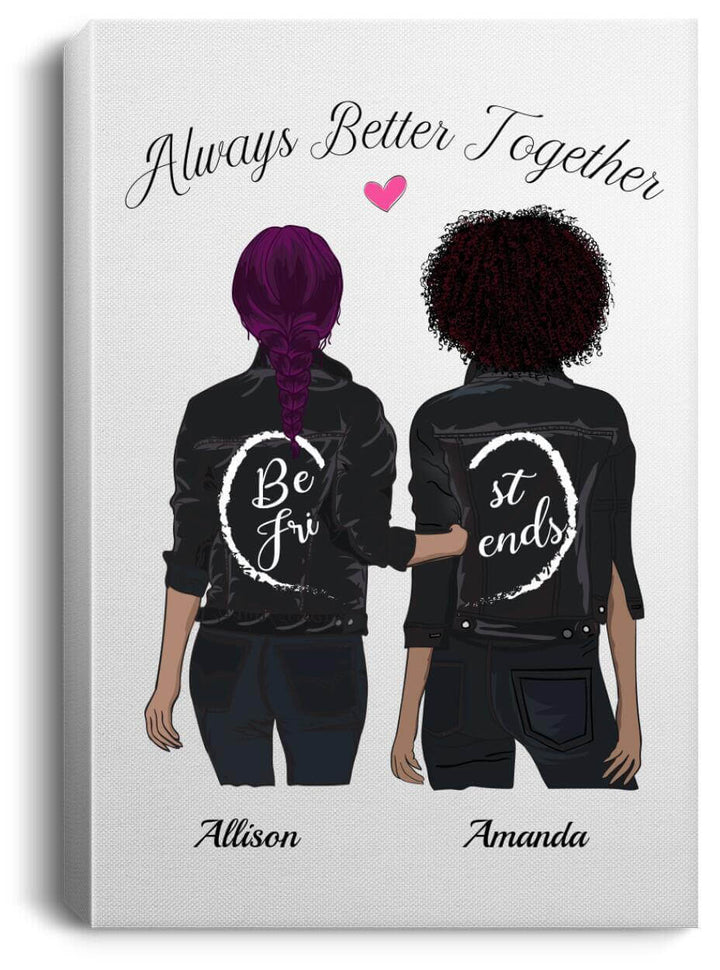 Best Friend Canvas Personalized With 2 Women, Best Friend Gift Personalized SheCustomDesigns