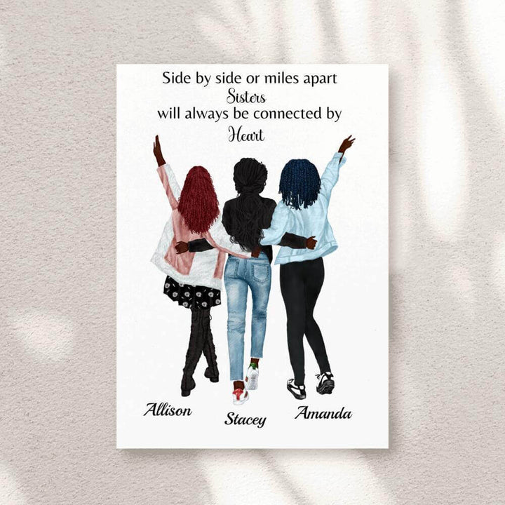 Best Friend Gift Personalized, Best Friend Gift For Christmas, Sisters Side By Side, Personalized Best Friend Canvas Wall Art SheCustomDesigns