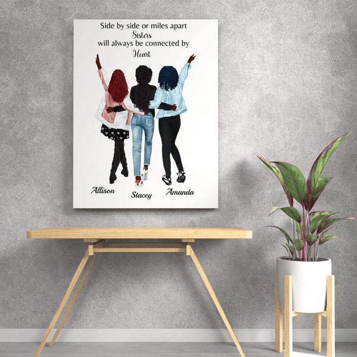 Best Friend Gift Personalized, Best Friend Gift For Christmas, Sisters Side By Side, Personalized Best Friend Canvas Wall Art SheCustomDesigns
