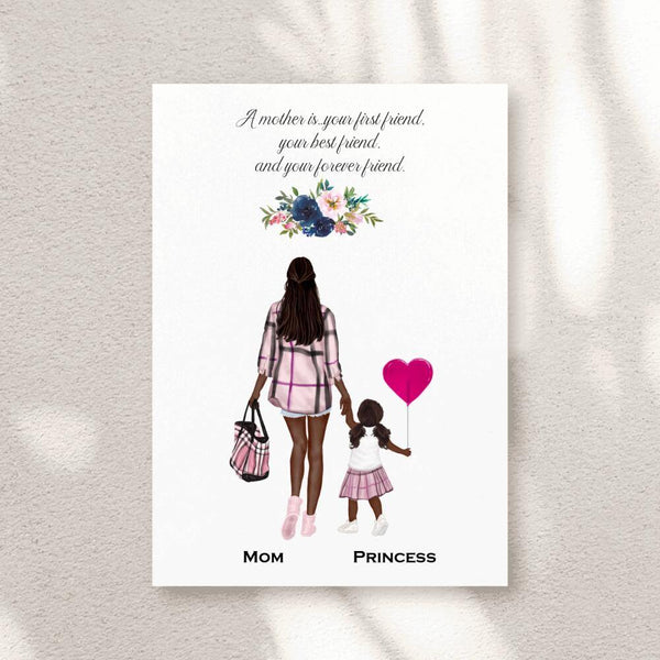 Mothers Day Gift For Sister, Mothers Day Gift For Best Friend With Daughter, Super Mom Canvas Personalized With Daughter SheCustomDesigns