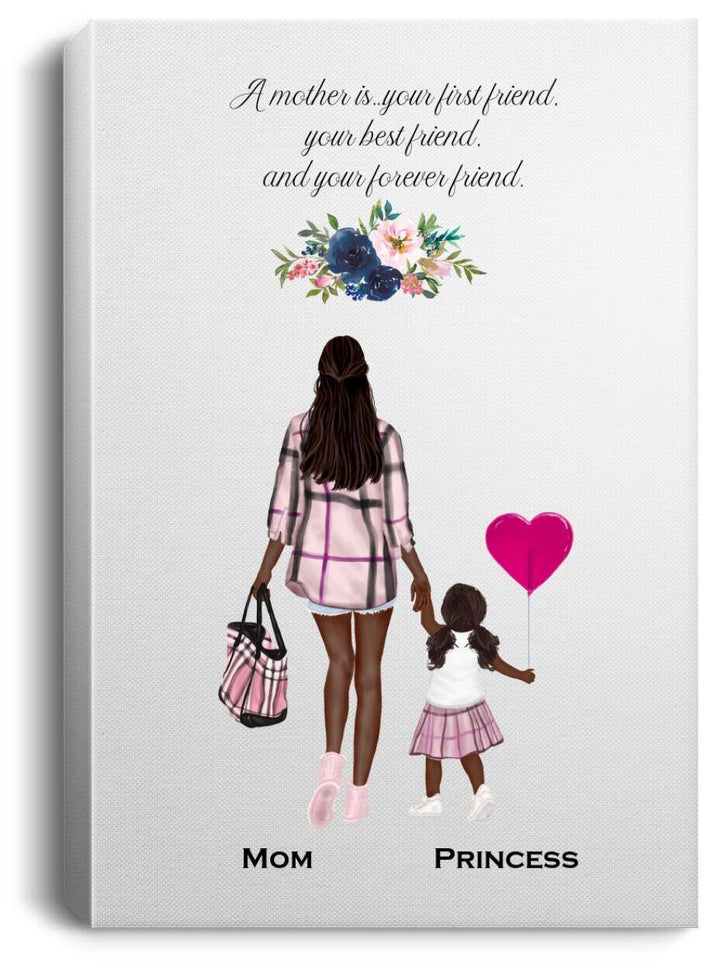 Mothers Day Gift For Sister, Mothers Day Gift For Best Friend With Daughter, Super Mom Canvas Personalized With Daughter SheCustomDesigns