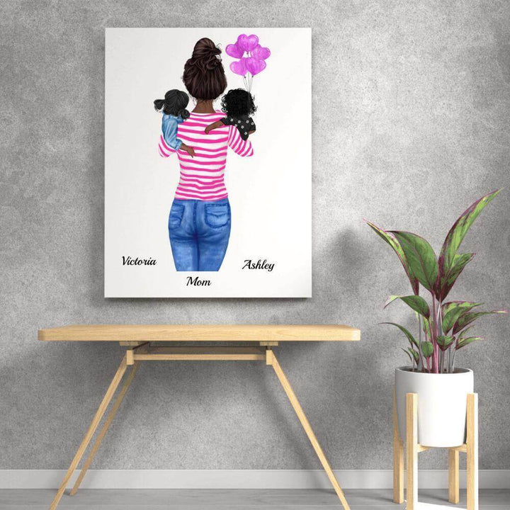 Birthday Gift For Mom, Sister To Sister Gift For Mothers Day, Mothers Day Gift From Daughter, Mom Canvas Personalized With 2 Children SheCustomDesigns