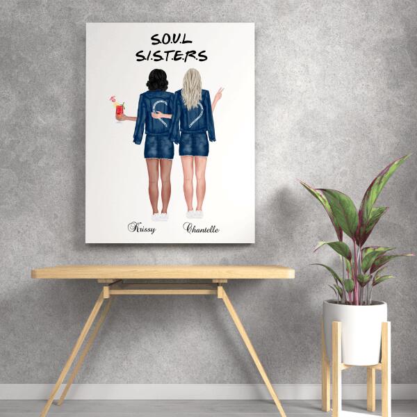 Personalized Best Friend Canvas, Best Friend Gift Personalized, Birthday Gift For Bestie, Soul Sister Gifts Personalized Canvas SheCustomDesigns