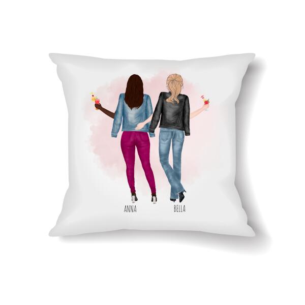Personalized Throw Pillow, Best Friend Pillows Personalized With 2 Women Celebrating SheCustomDesigns