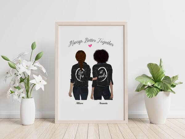 Best Friends Printable, Best Friend Gift Personalized, Best Friends Custom Wall Art Digital Print SheCustomDesigns