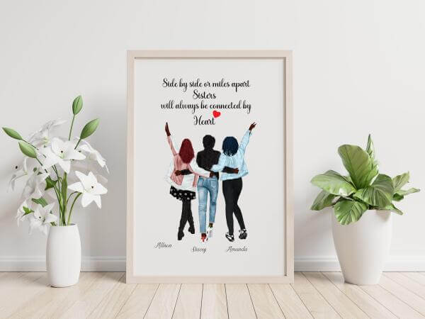 Birthday Gift For Sister, Birthday Gift For Bestie, Soul Sister Gifts Personalized Wall Art Digital Download SheCustomDesigns