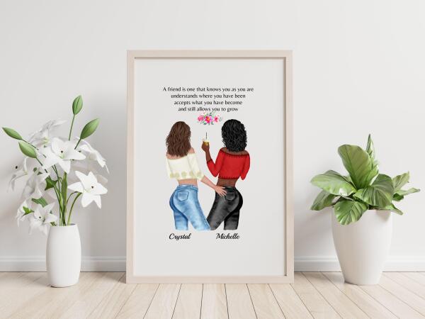 Simple Best Friend Gifts, Best Friend Gift Personalized, Custom Wall Art 2 Best Friends Digital Download SheCustomDesigns