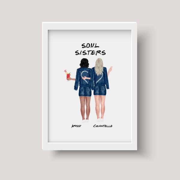 Digital Personalized Sisters Poster, Birthday Gift For Soul Sister, Personalized Gifts For Bestie SheCustomDesigns