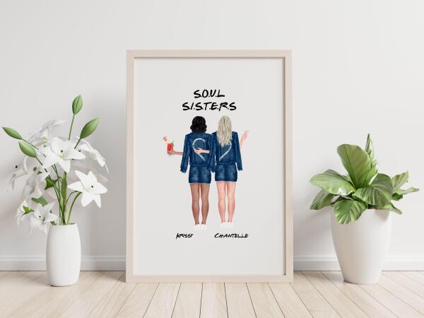 Digital Personalized Sisters Poster, Birthday Gift For Soul Sister, Personalized Gifts For Bestie SheCustomDesigns