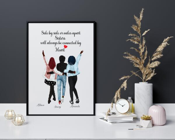 Digital Personalized Sister Portrait, Gift For Sister Birthday, Sister Poster Personalized Print Digital Download SheCustomDesigns