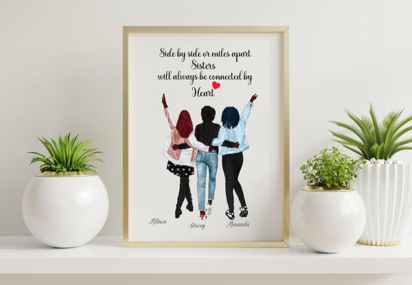 Digital Personalized Sister Portrait, Gift For Sister Birthday, Sister Poster Personalized Print Digital Download SheCustomDesigns