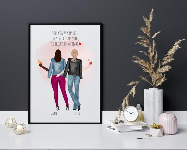 Custom Poster Print, Best Friend Gift Personalized, Best Friends Personalized Print Poster SheCustomDesigns