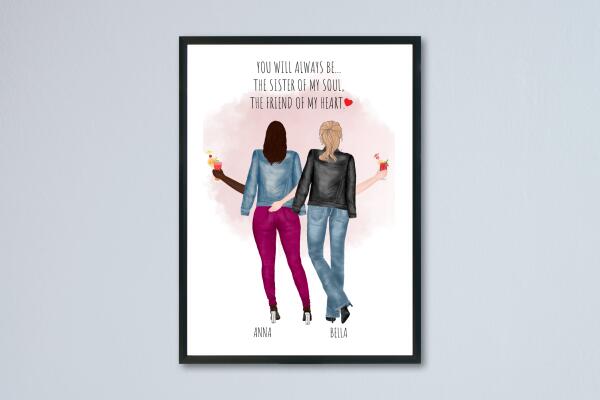 Custom Poster Print, Best Friend Gift Personalized, Best Friends Personalized Print Poster SheCustomDesigns