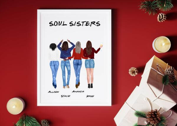 Best Friend Gift Personalized, Soul Sister Gifts Personalized Print Poster, Sister Birthday Gift, Bestie Gift SheCustomDesigns