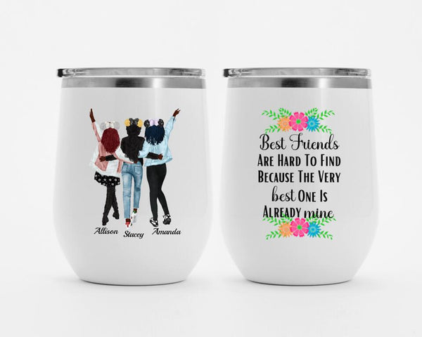 Personalized Wine Tumbler, Personalized Best Friend Gift, Personalized Tumbler Gift 3 Besties Sisters SheCustomDesigns
