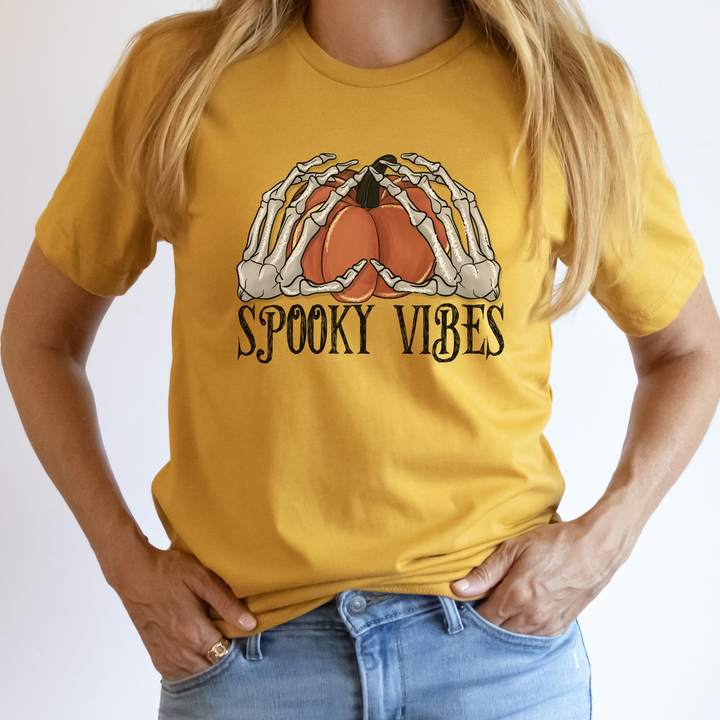 Spooky Vibes Shirt, Skeleton T Shirt Womens, Halloween Shirt For Adults, Halloween Shirt For Woman SheCustomDesigns